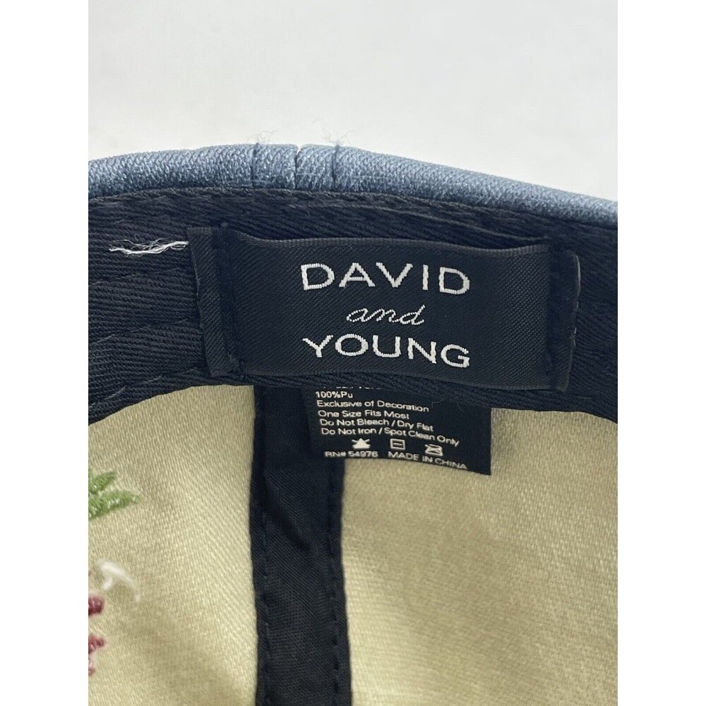 David & Young Hat Baseball Cap Floral Flowers Blue Adjustable - Picture 9 of 9